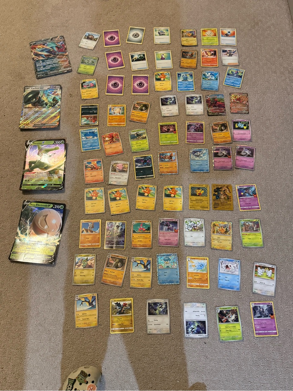 Pokemon Trading Card Lot - Yellow, Blue, Pink, Green, Orange, Purple, Black